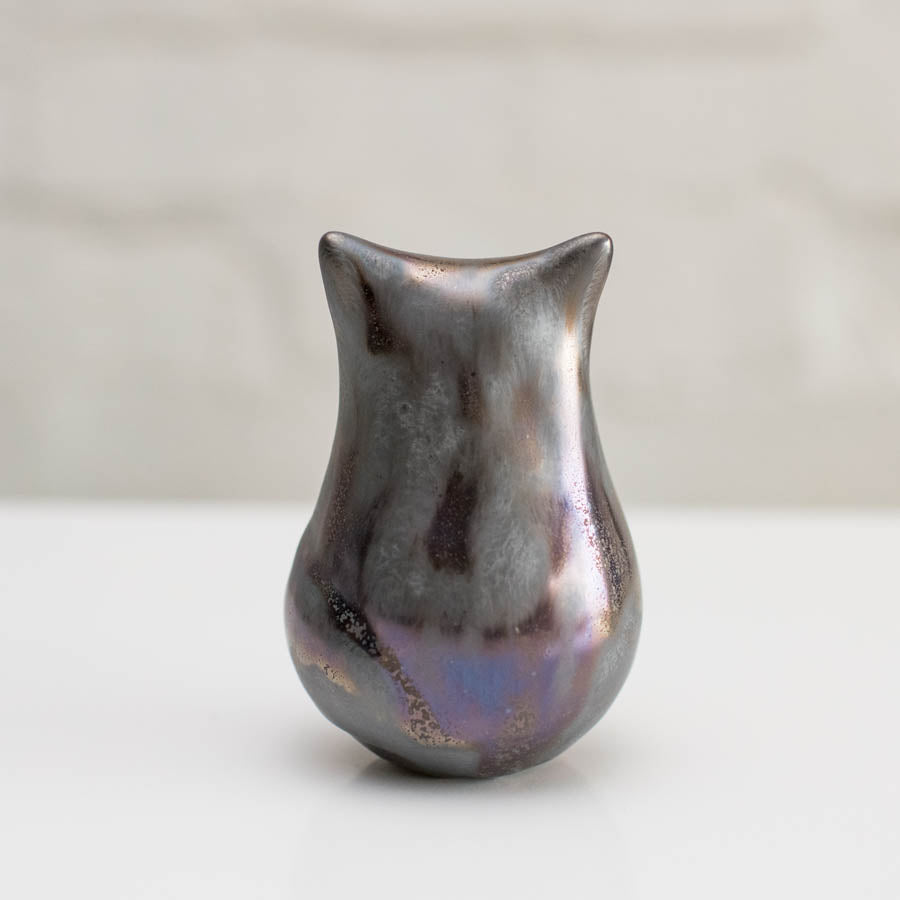 Silver fox ceramic sculpture