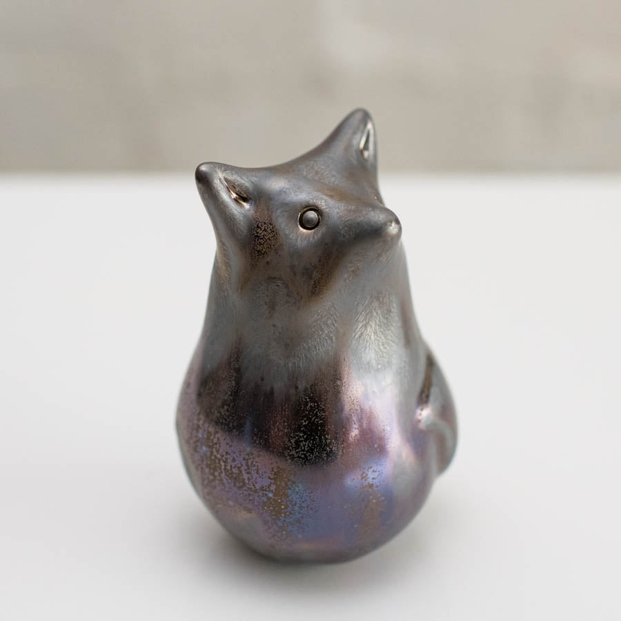 Silver fox ceramic sculpture