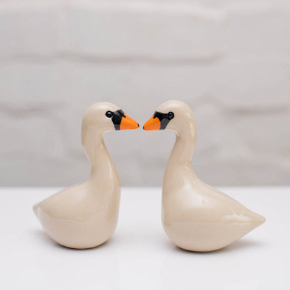Ceramic Swan Pair sculpture