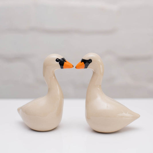 Ceramic Swan Pair sculpture