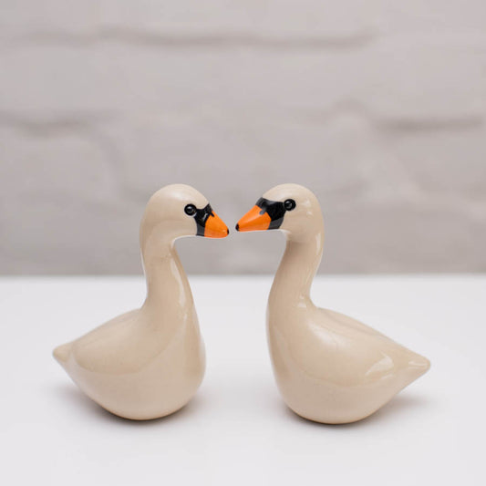 Ceramic Swan Pair sculpture