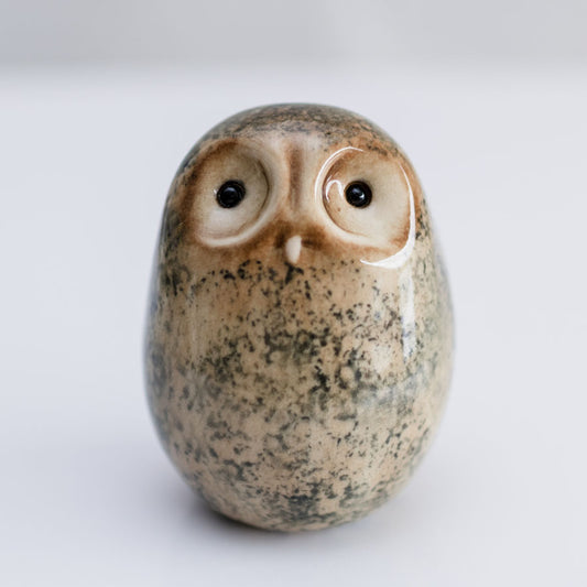 Glossy ceramic Tawny Owl sculpture