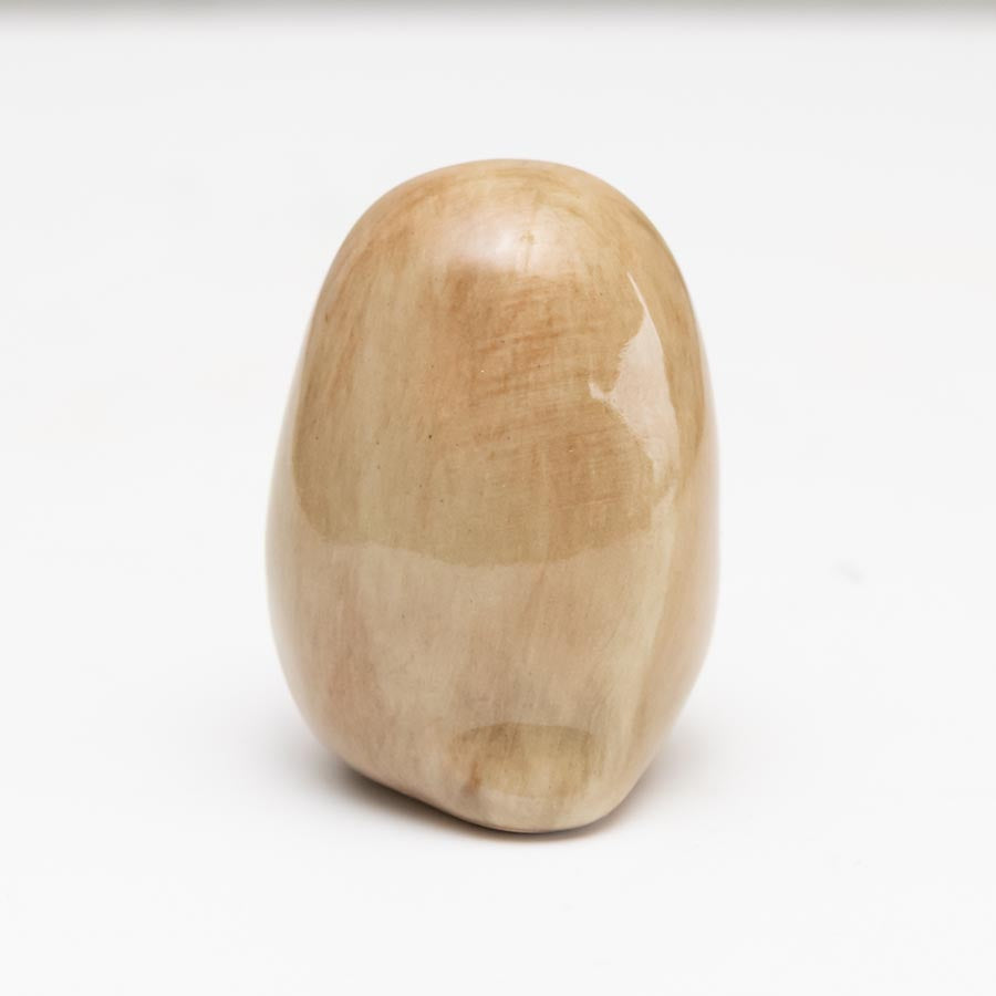 Ceramic Tawny Owl Sculpture, light brown, smooth, and rounded