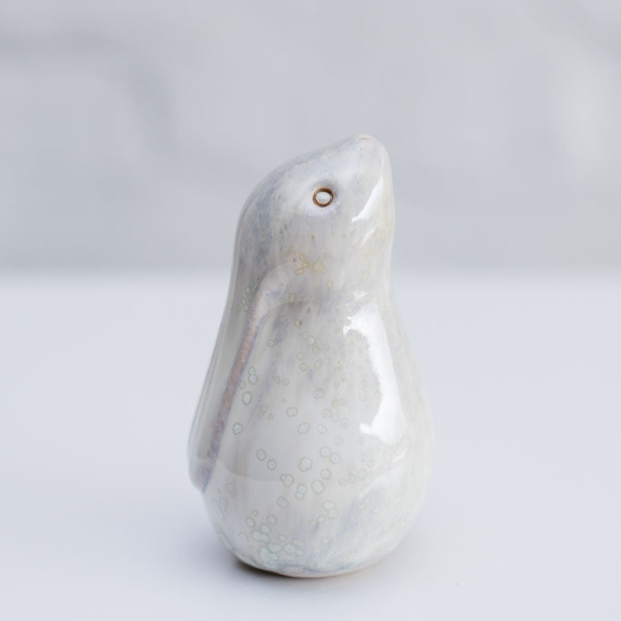 Ceramic hare sculpture in a light glossy glaze 