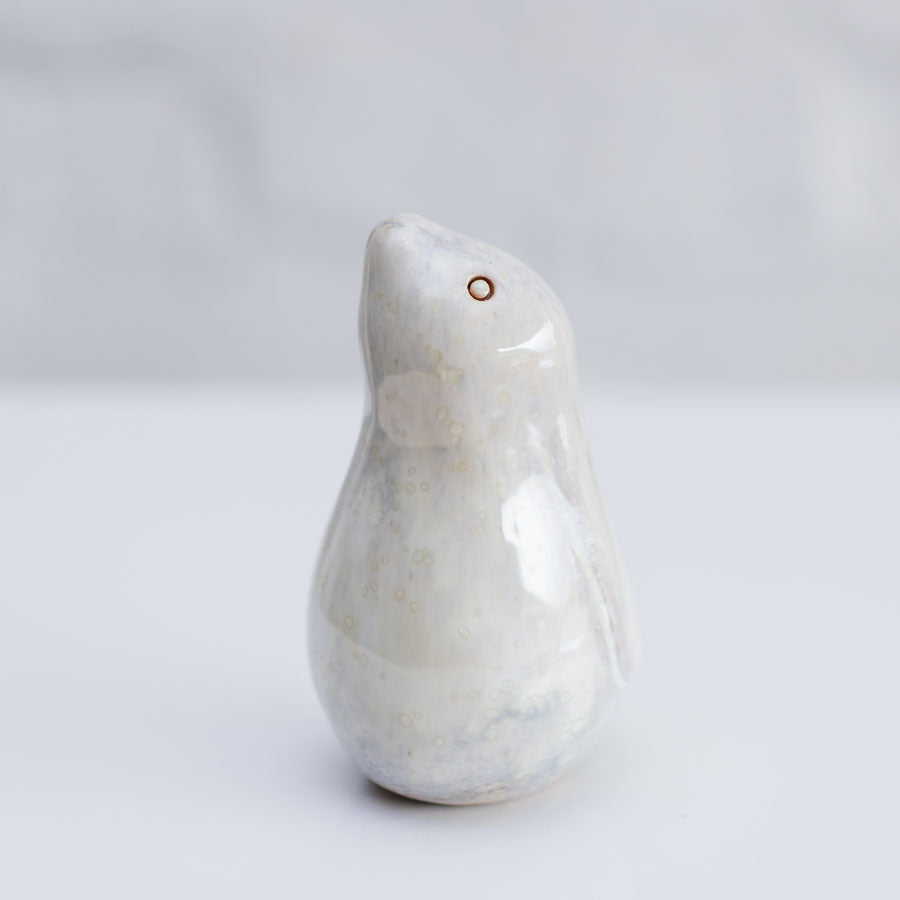 Ceramic hare sculpture in a light glossy glaze 