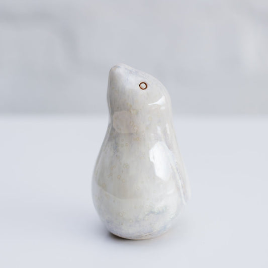 Ceramic hare sculpture in a light glossy glaze 