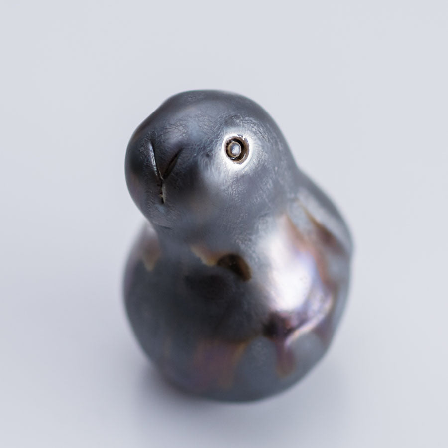 Small ceramic bunny in a metallic glaze