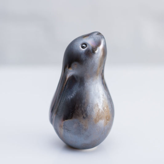 Small ceramic hare in a metallic glaze