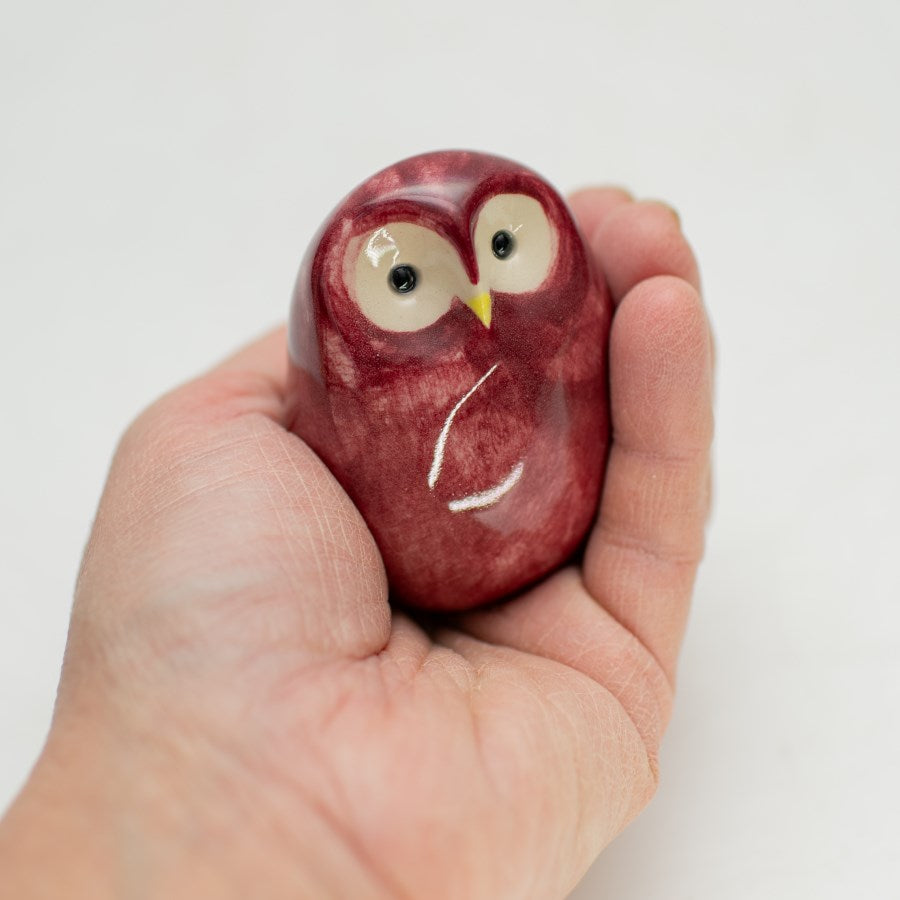 Small Ceramic Owl - Red Wine - sarahbrabbin