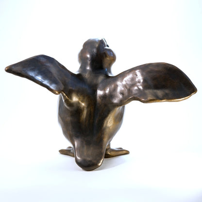 Large Bronze Puffin Sculpture - Flippy Flappy