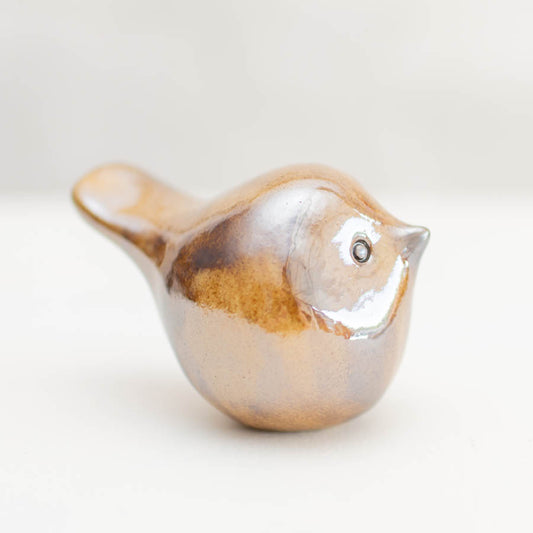 Metallic Ceramic Bird Sculpture