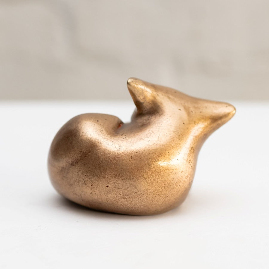Sleepy Bronze Fox Sculpture