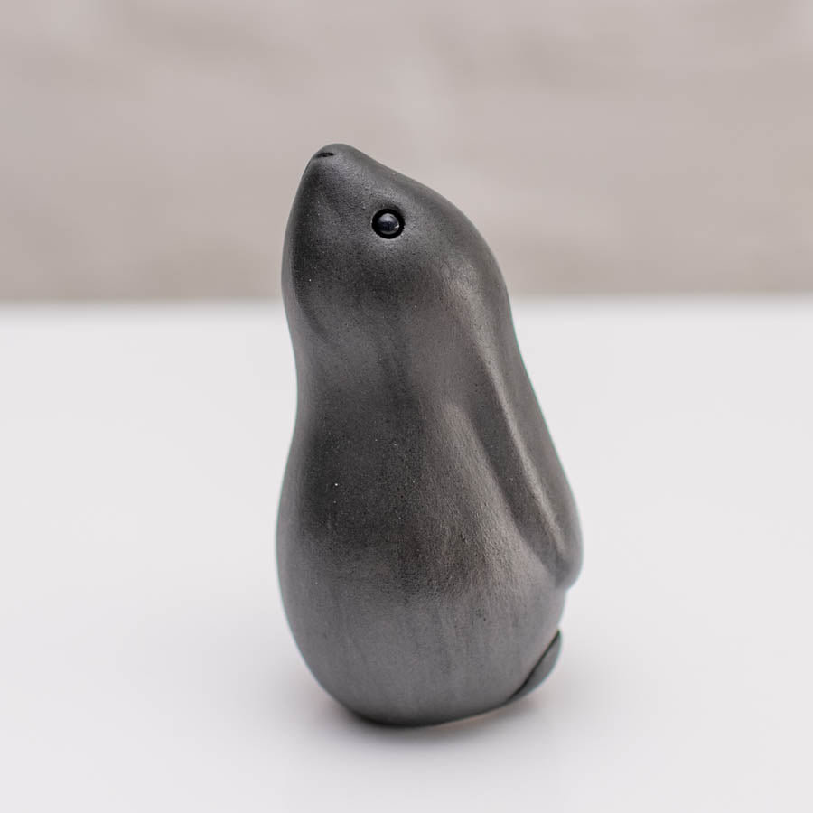 Small ceramic black moongazing hare sculpture
