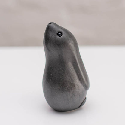 Small ceramic black moongazing hare sculpture