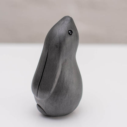 Small ceramic black moongazing hare sculpture