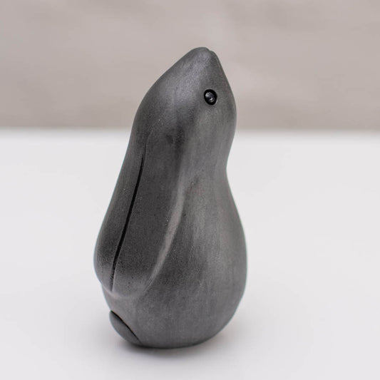 Small ceramic black moongazing hare sculpture