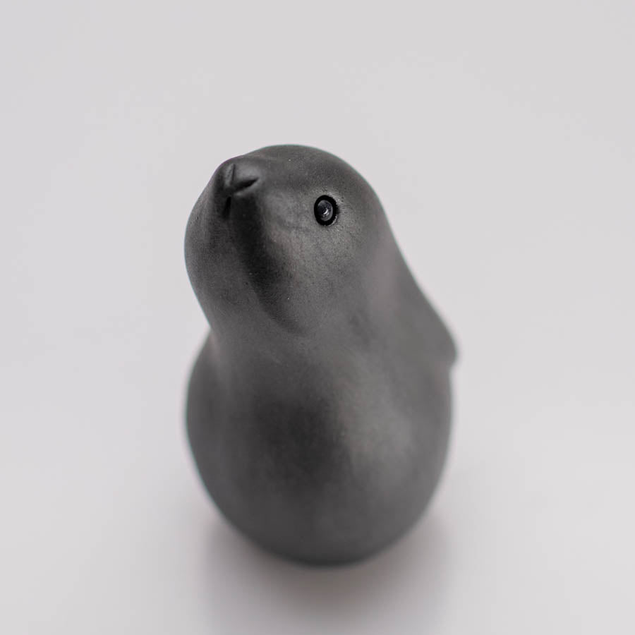 Small ceramic black moongazing hare sculpture