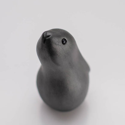 Small ceramic black moongazing hare sculpture