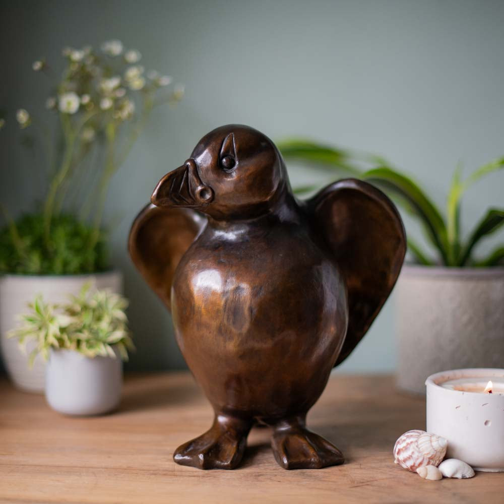 Large Bronze Puffin Sculpture - Arthur Flap - sarahbrabbin