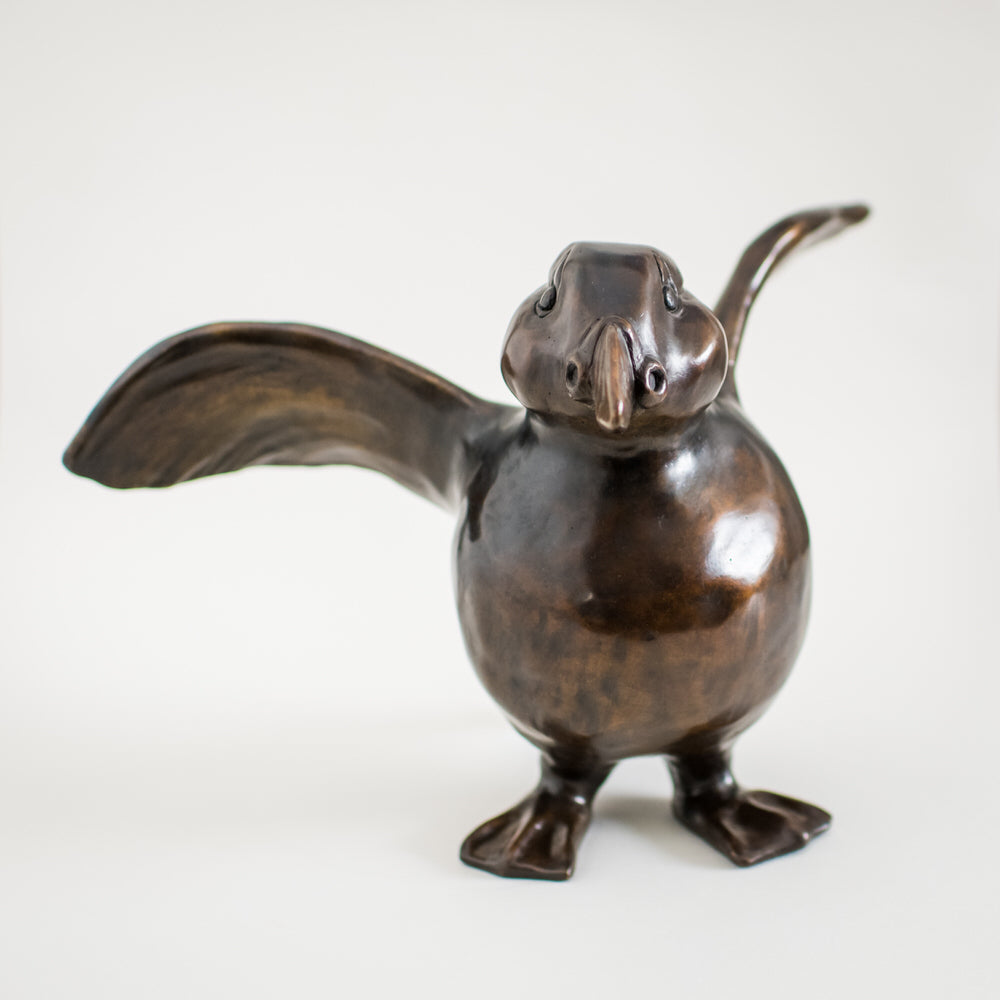 Large Bronze Puffin Sculpture - Flippy Flappy - sarahbrabbin