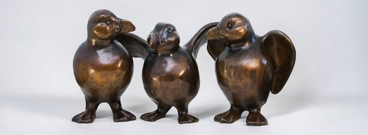 Large Bronze Puffin Sculpture - Flippy Flappy
