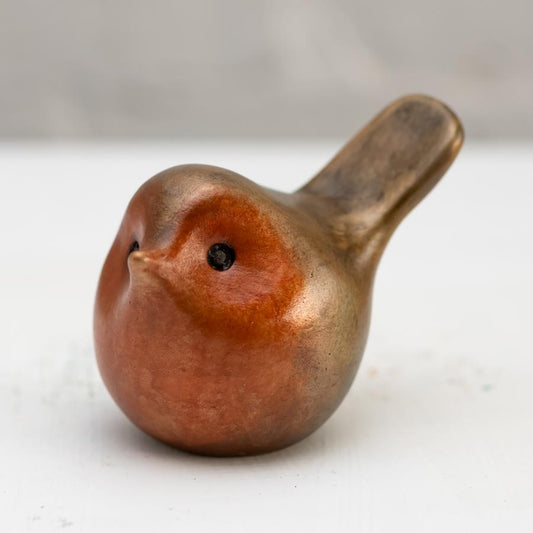Small Foundry Cast Bronze Robin Sculpture