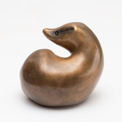 Small Bronze Curvy Badger Sculpture