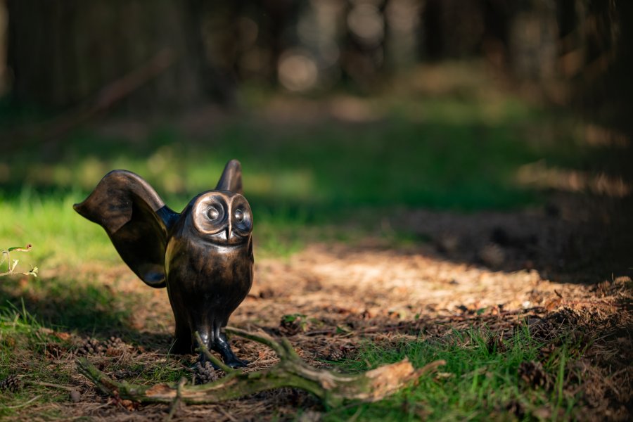 Large Bronze Black Owl Sculpture - sarahbrabbin
