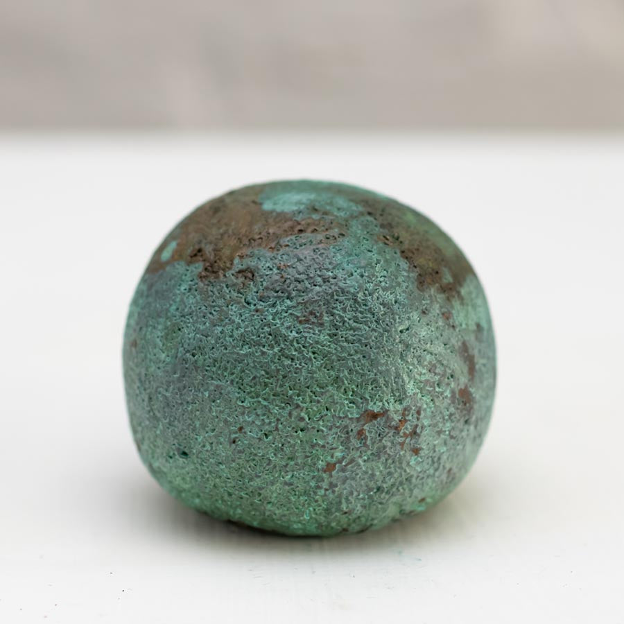 Small Foundry Cast Bronze Hedgehog Sculpture - Ancient Green, a round, textured bronze sculpture with green patina