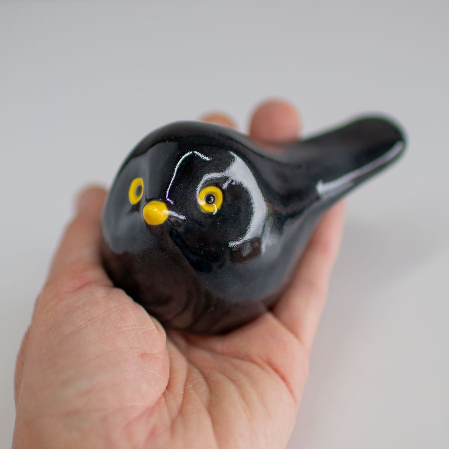 Small Ceramic Blackbird Sculpture - sarahbrabbin