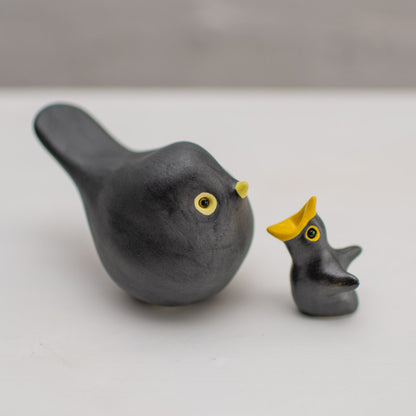Ceramic Blackbird and Chick - sarahbrabbin