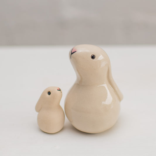 Small Ceramic Bobbly Bunny & Baby - sarahbrabbin