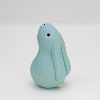 small sky blue ceramic bunny sculpture