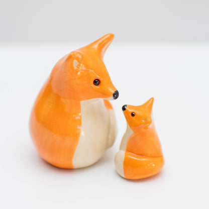Small Ceramic Fox and Fox Cub Sculpture - sarahbrabbin