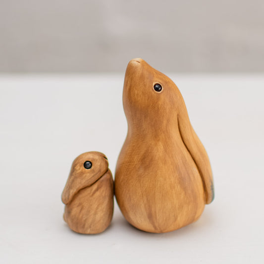Small Ceramic Hare and Leveret Sculpture - sarahbrabbin