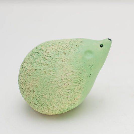 Small Green Ceramic Hedgehog Sculpture