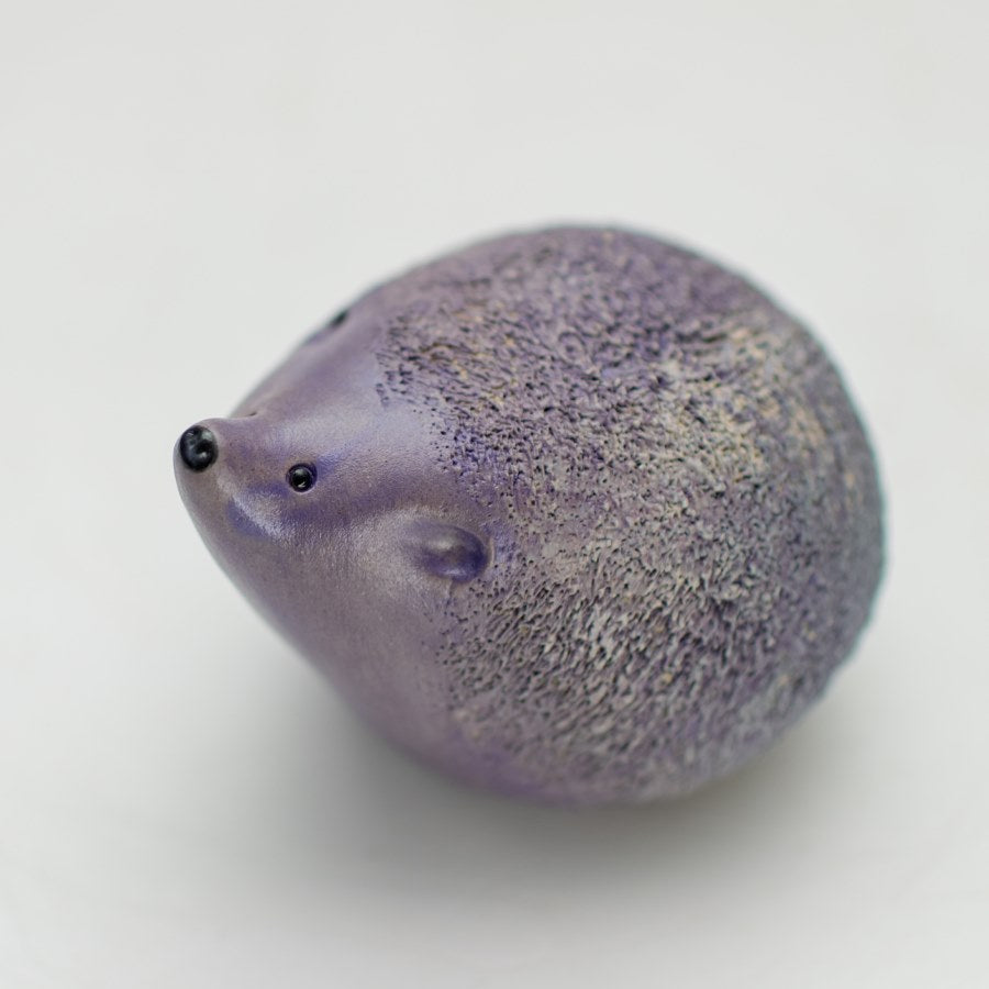 Small purple ceramic hedgehog
