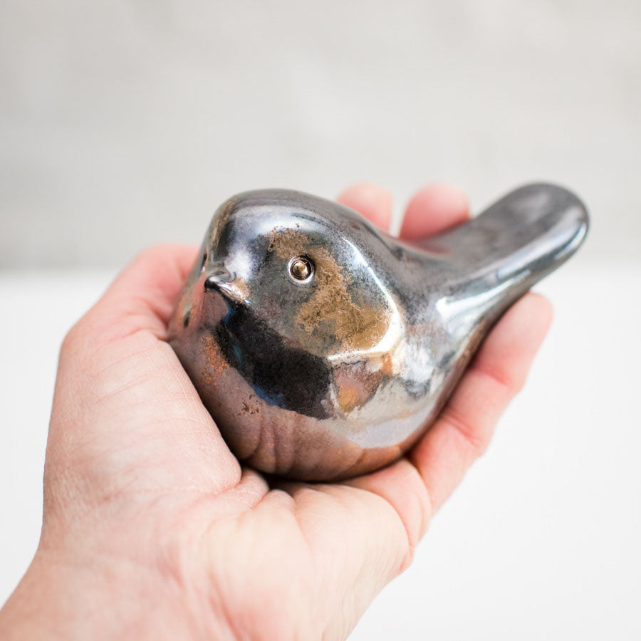 Small Ceramic Bird - Metallic - sarahbrabbin