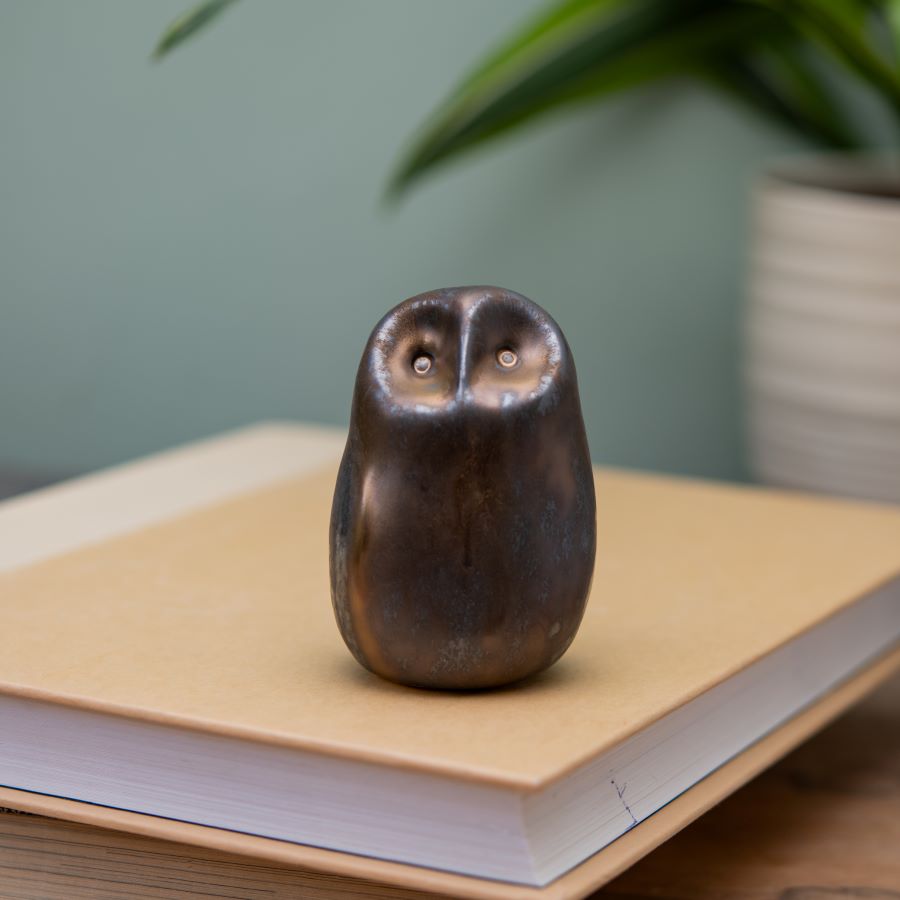 Ceramic Owl Sculpture - Metallic - sarahbrabbin