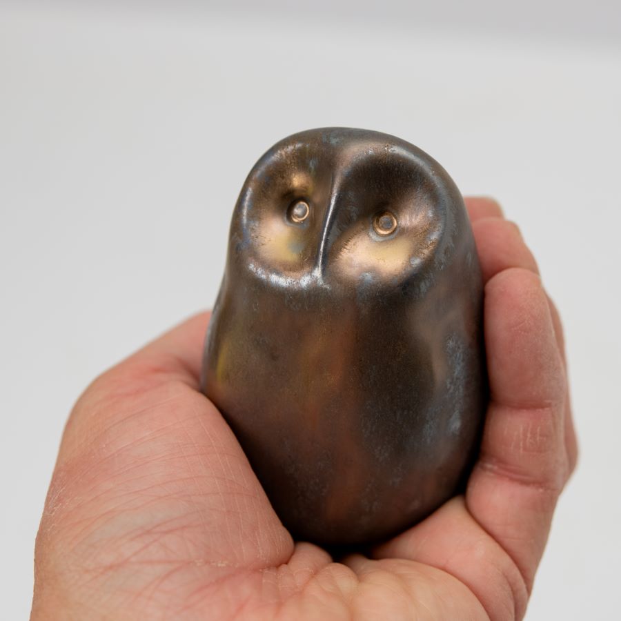 Ceramic Owl Sculpture - Metallic - sarahbrabbin
