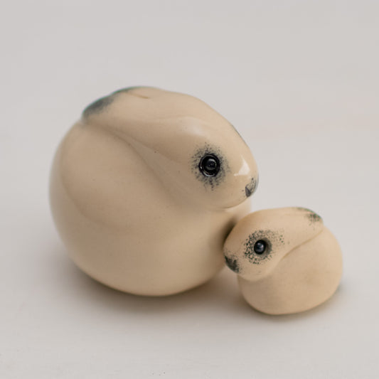 Small Ceramic Hare and Leveret Sculpture - sarahbrabbin