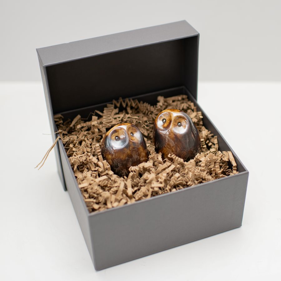 Ceramic Happy Owls Gift Set - Metallic - sarahbrabbin