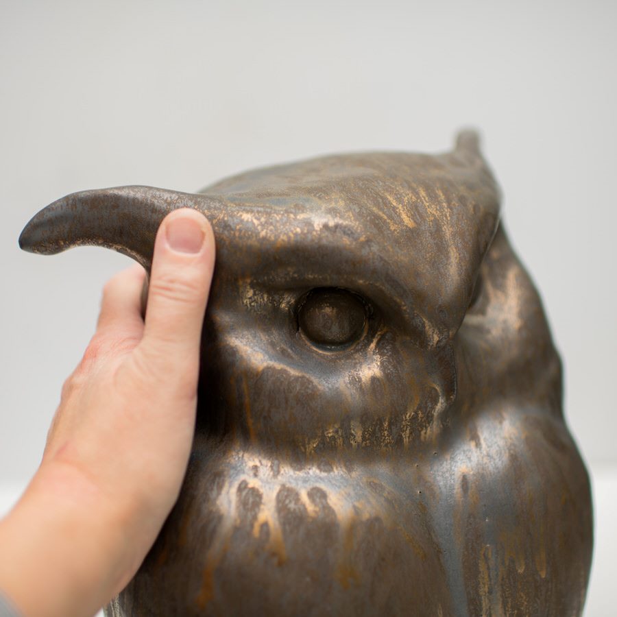 Large Clay Eagle Owl Sculpture - sarahbrabbin