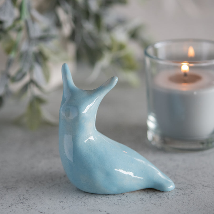 Joyful Light Blue Ceramic Slug - sarahbrabbin