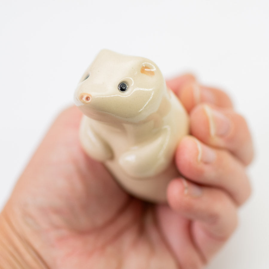 Ceramic winter stoat - sarahbrabbin