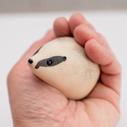 Curious Ceramic Badger Sculpture