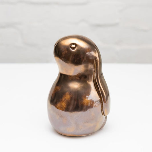 Medium Ceramic Golden Bunny Sculpture