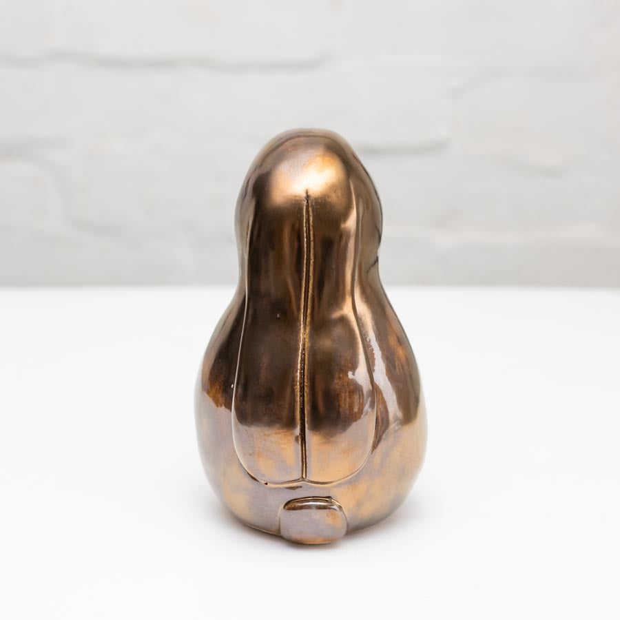 Medium Ceramic Golden Bunny Sculpture
