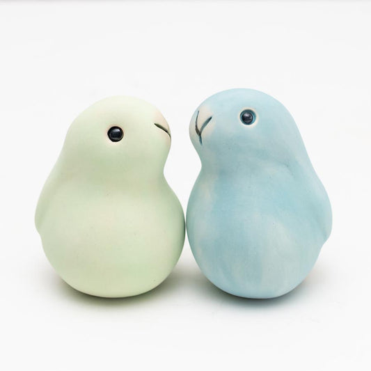 Small Ceramic Bobbly Bunny Gift Set - Mint Green & Sky Blue