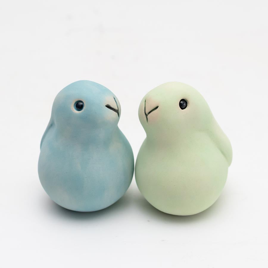 Small Ceramic Bobbly Bunny Gift Set - Mint Green & Sky Blue